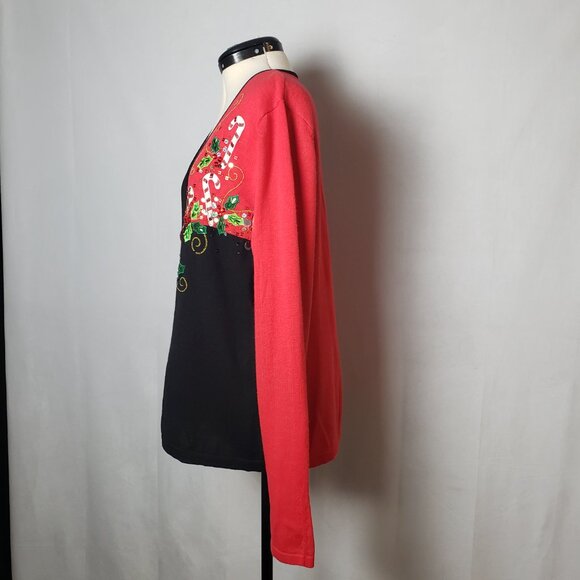 VTG 90s Jack B. Quick Holiday Embellished Festive Embroidered Cardigan XL - Picture 2 of 14